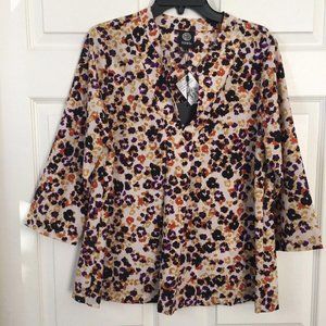 Bobeau Womens Size L Blouse Top In Brown Multicolor